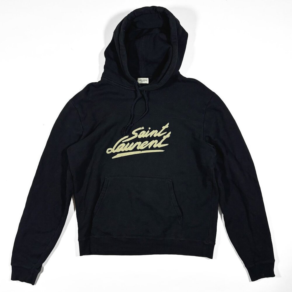 Saint Laurent 50s Signature Logo Hoodie Black Size XL